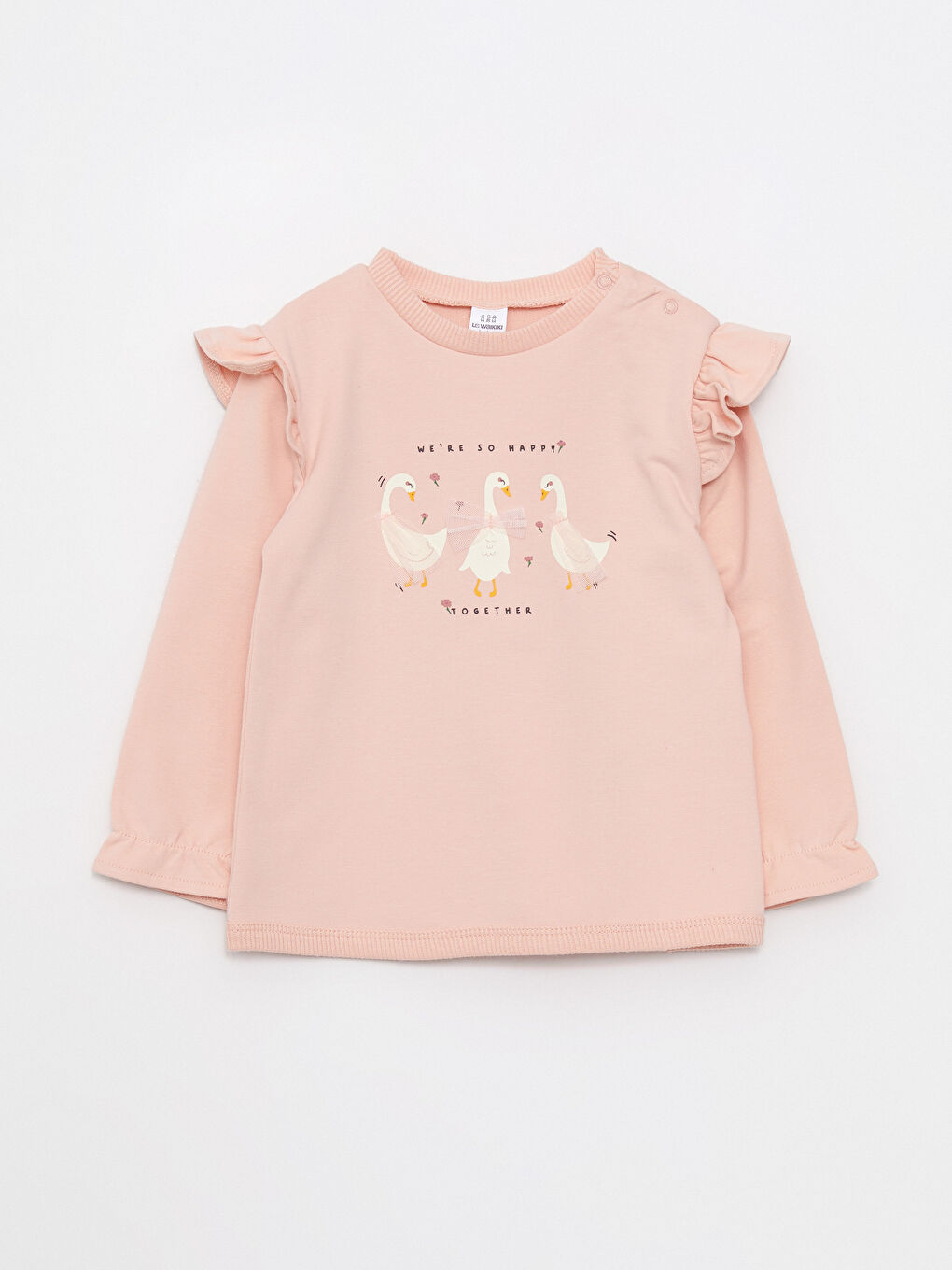 Комплект для девочки из футболки с круглым вырезом и длинным рукавом с принтом и лосин 2 шт-1