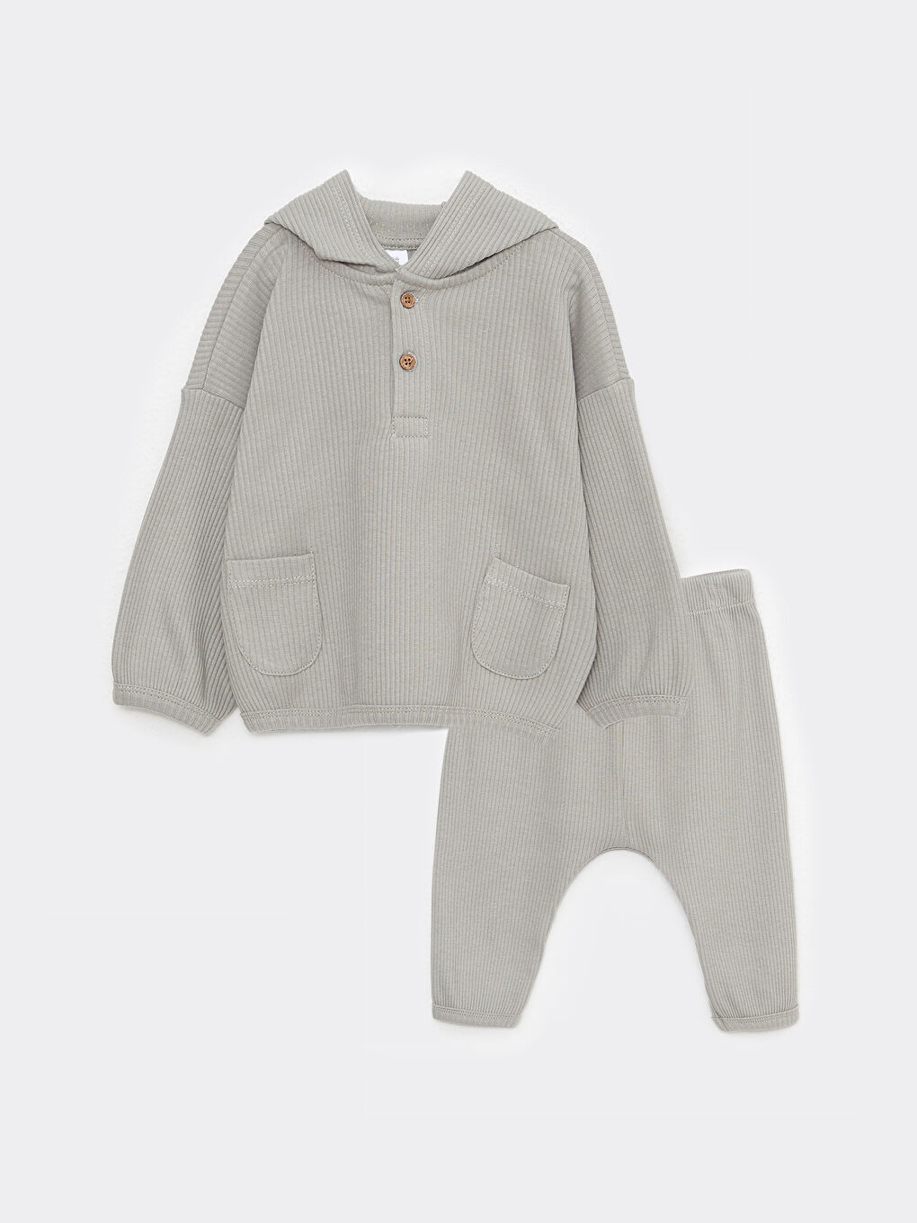 Hooded Long Sleeve Baby Girl Sweatshirt and Pants 2-Pack Set