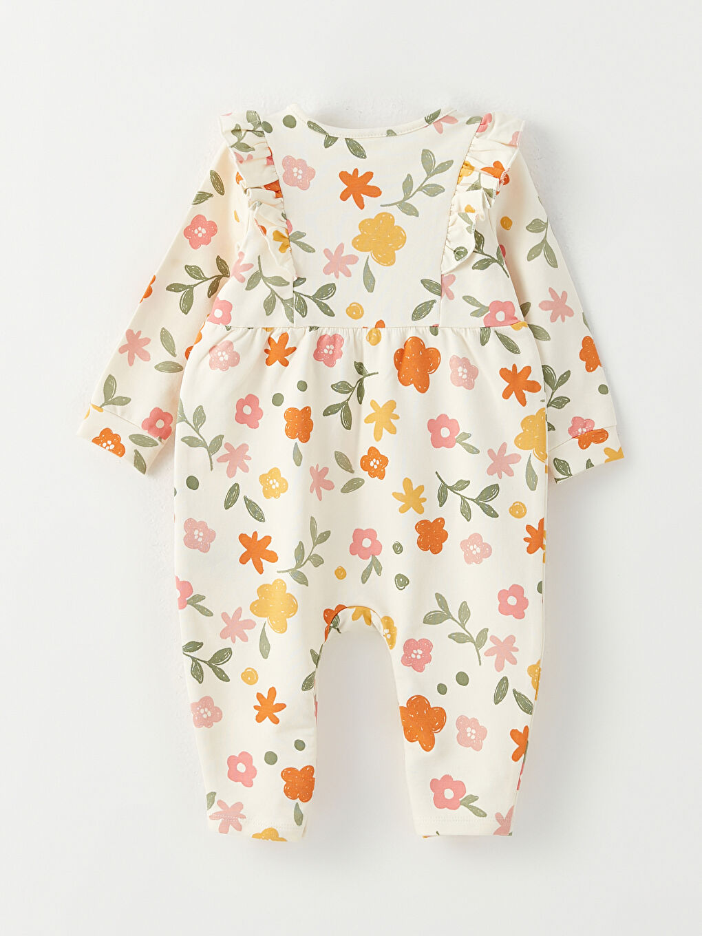 Sarı Bisiklet Yaka Uzun Kollu Baskılı Kız Bebek Tulum-1