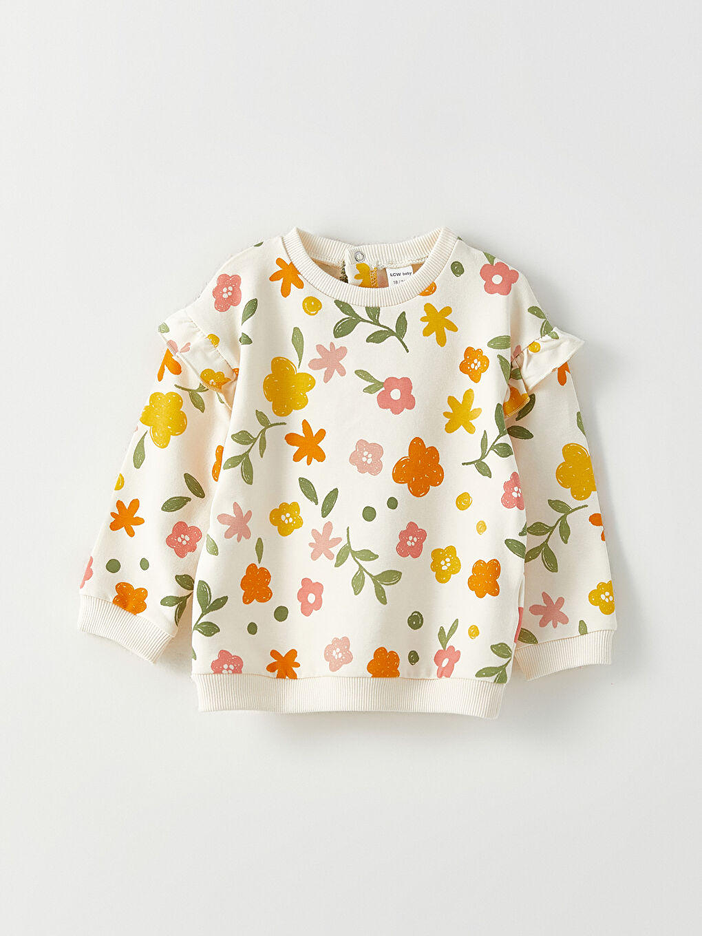Rundhalsausschnitt Langarm Bedrucktes Baumwolle Baby Mädchen Sweatshirt und Hose 2er-Pack Set-1