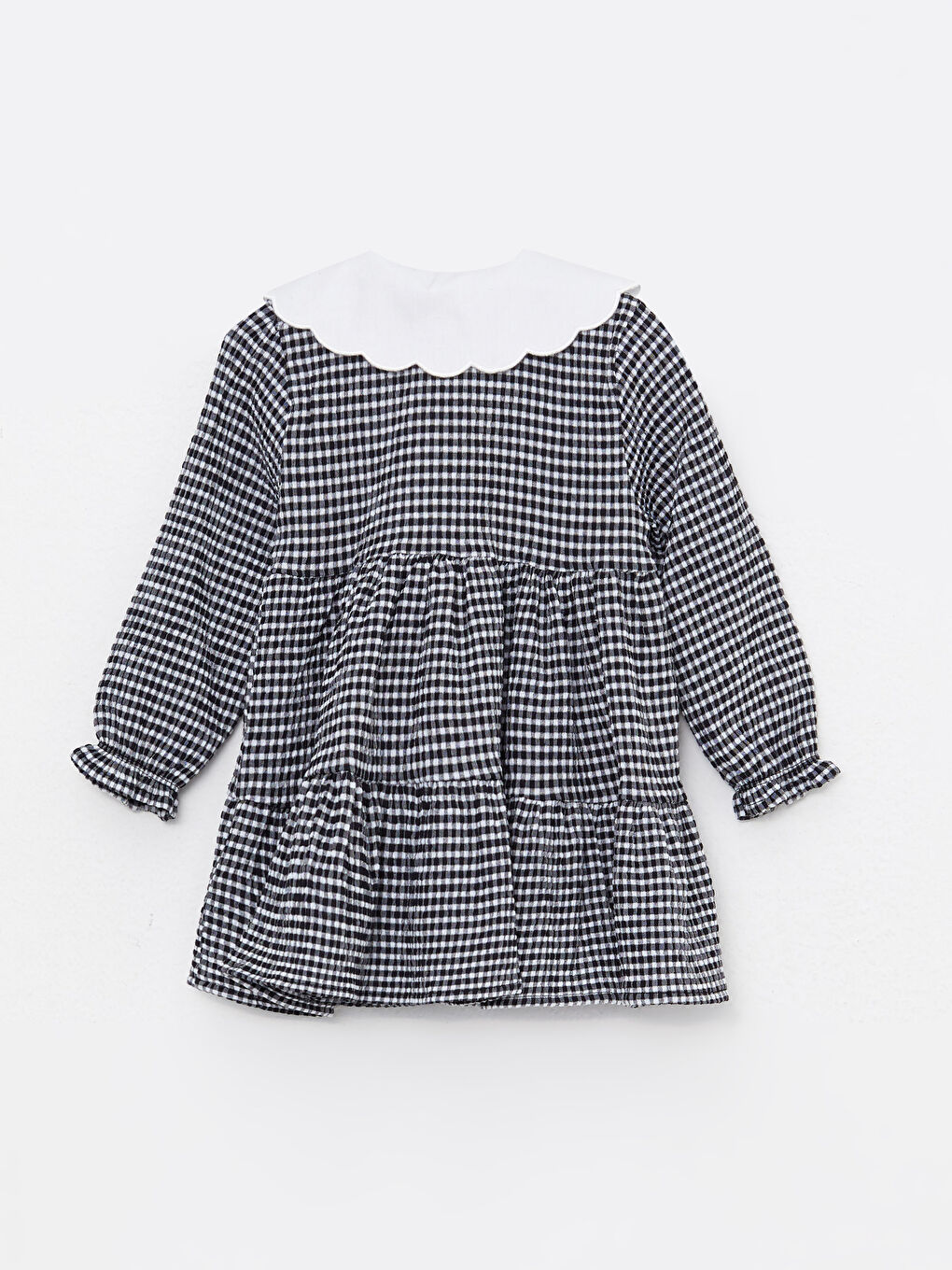 Платье для малышки девочки с длинным рукавом и клетчатым узором, с воротником Питер Пэн-1