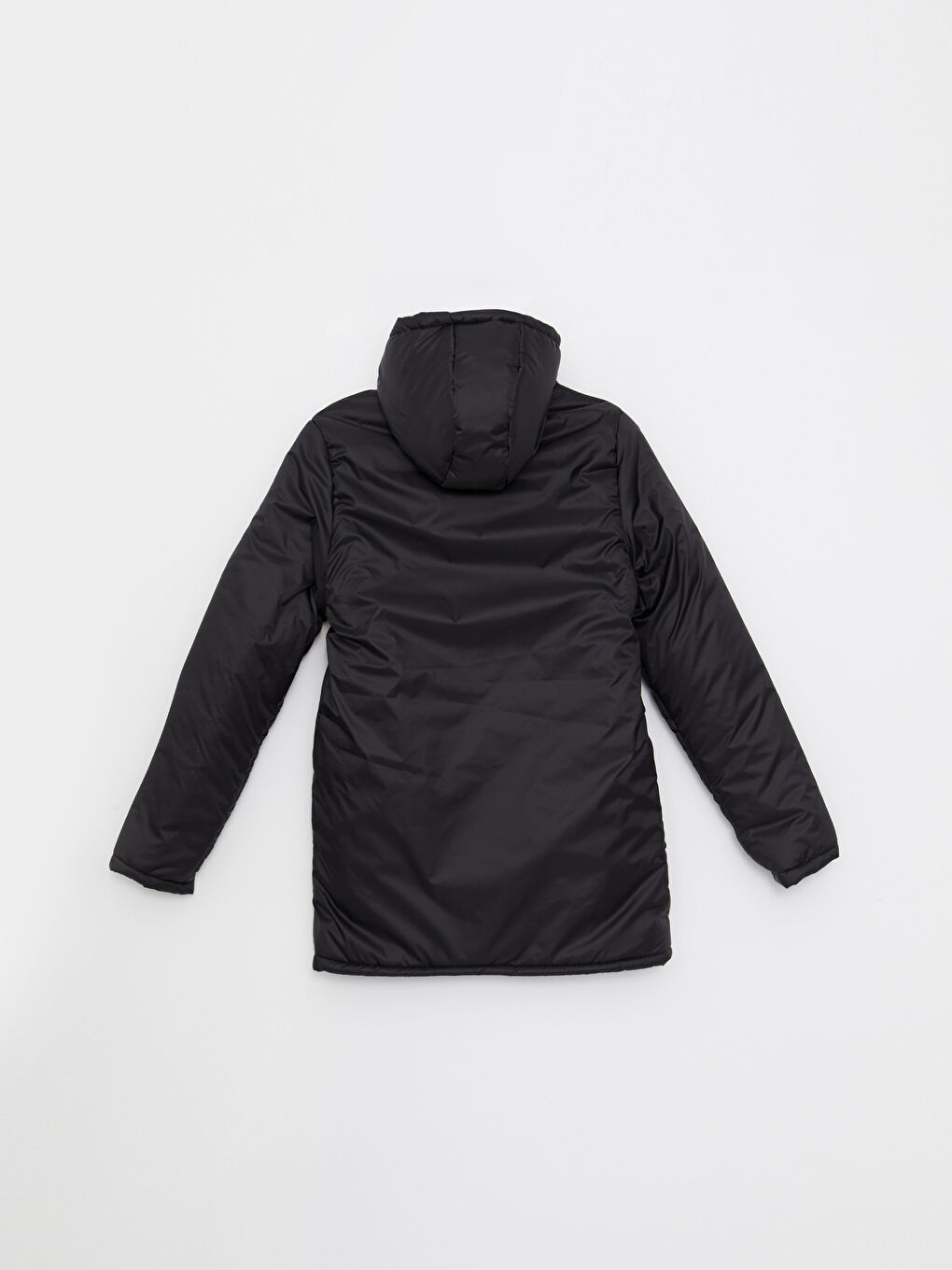 Siyah Kapüşonlu Basic Erkek Çocuk Mont-1