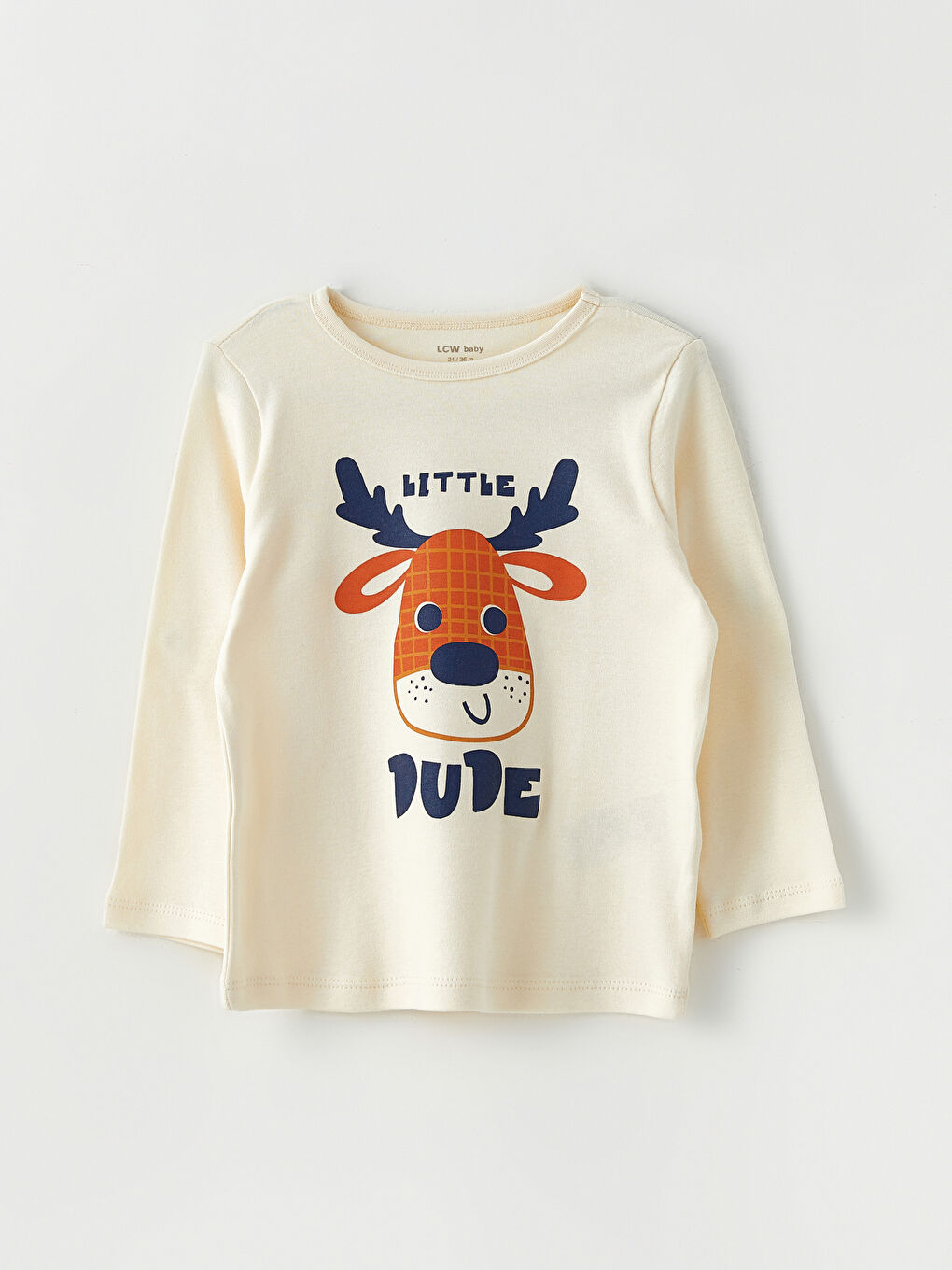 Пижамный комплект для малыша мальчика с круглым вырезом, длинным рукавом и принтом-1