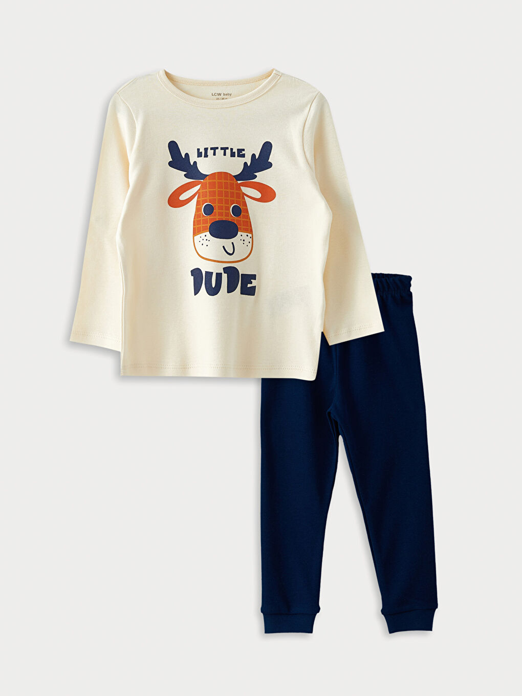 Пижамный комплект для малыша мальчика с круглым вырезом, длинным рукавом и принтом