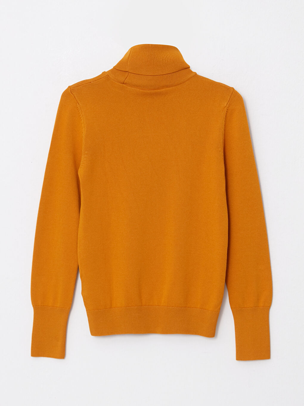 Sarı Balıkçı Yaka Düz Uzun Kollu Kadın Triko Kazak-6