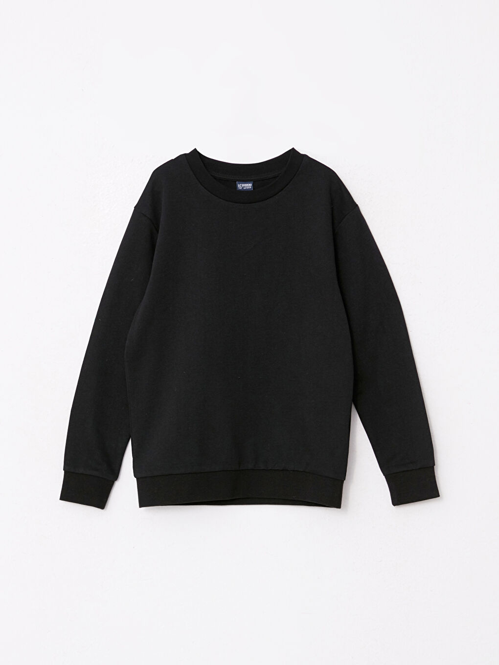 LCW Kids Siyah Bisiklet Yaka Basic Uzun Kollu Erkek Çocuk Sweatshirt