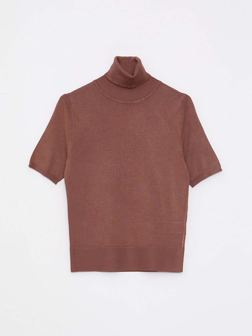 Turtleneck Regular Short Sleeve Women's Tricot Sweater-4