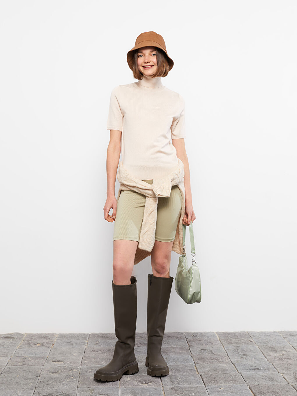 LCW Vision Turtleneck Regular Short Sleeve Women's Tricot Sweater -W24120Z8-FWS