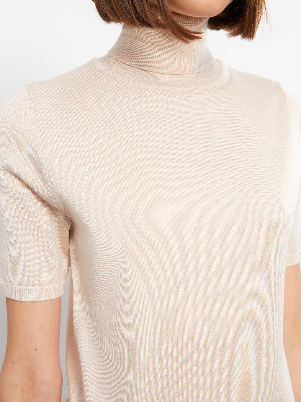 LCW Vision Turtleneck Regular Short Sleeve Women's Tricot Sweater -W24120Z8-FWS