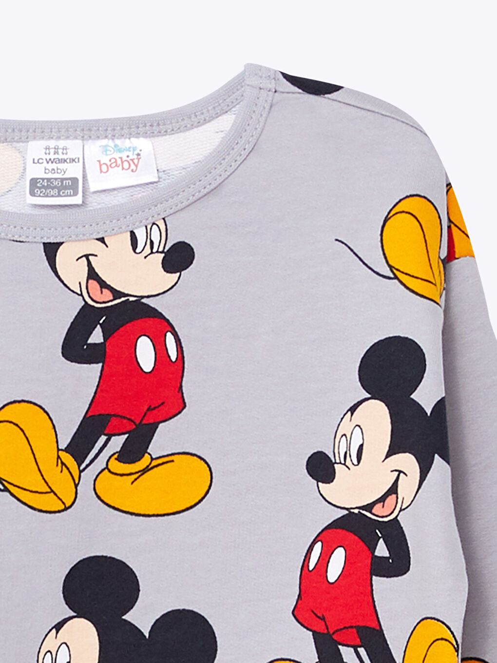 Crew Neck Long Sleeve Mickey Mouse Printed Baby Boys' Pyjama Set-3