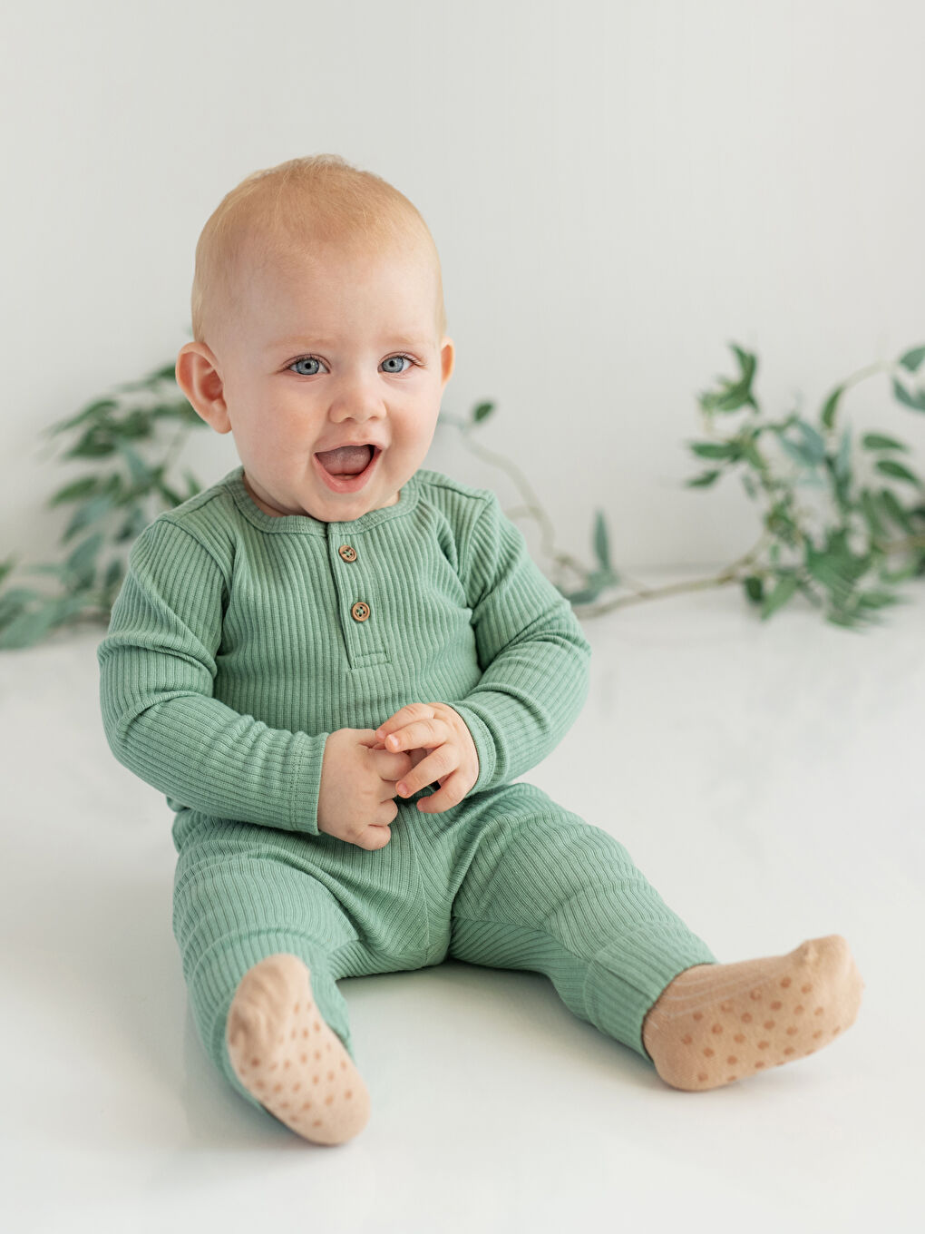 Crew Neck Long Sleeve Baby Boy Pajama Set