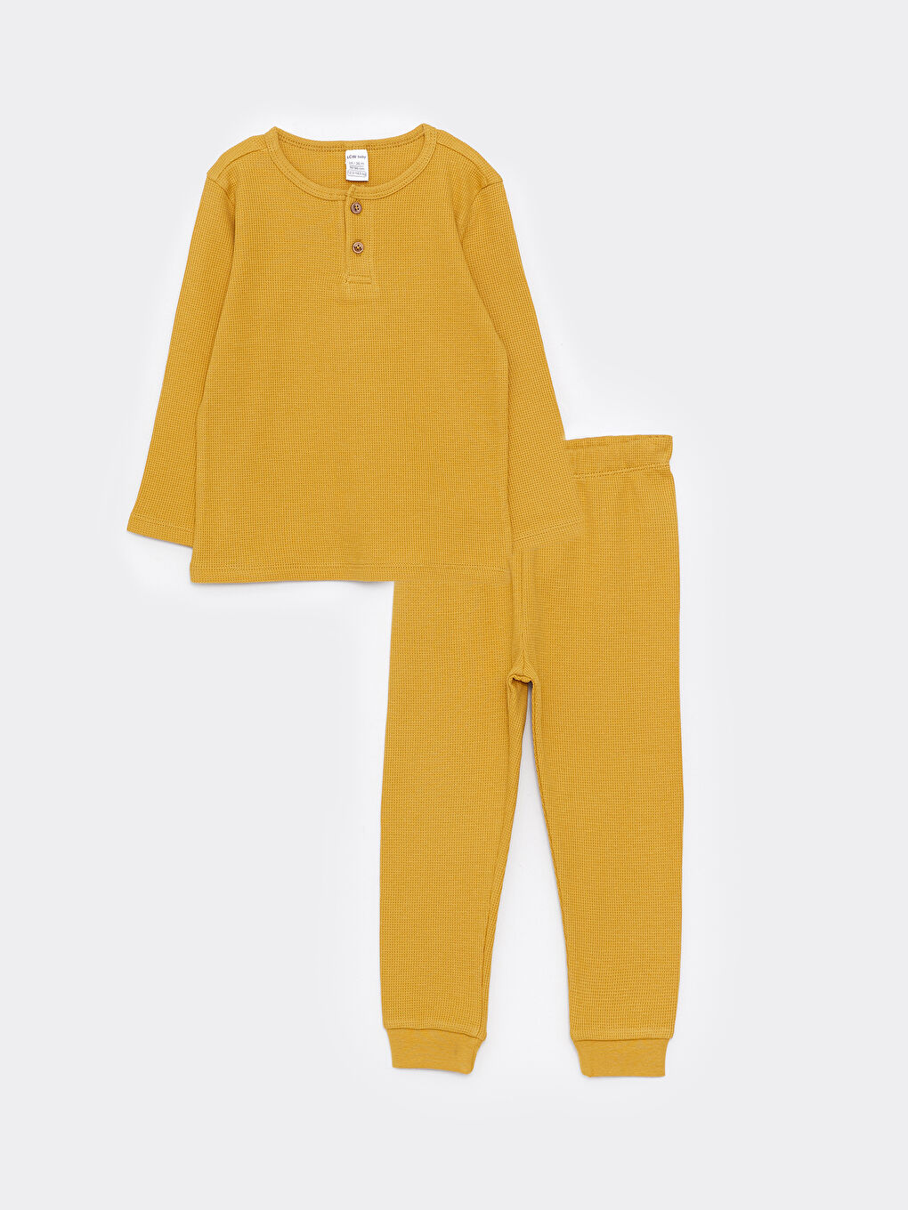 Sarı Bisiklet Yaka Uzun Kol Basic Erkek Bebek Pijama Takımı