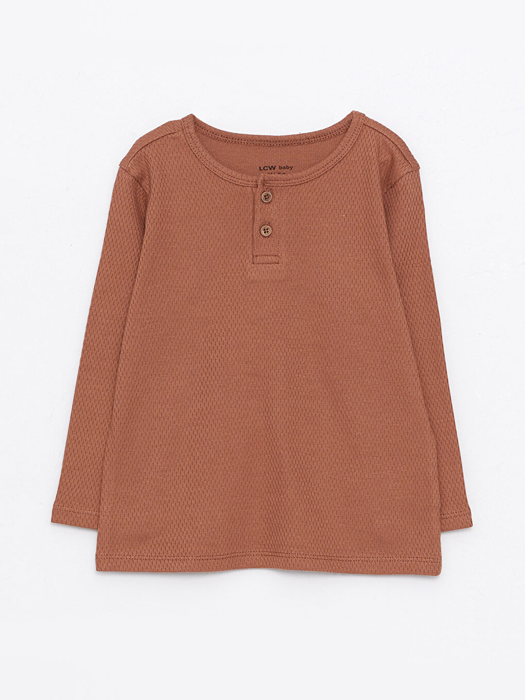 Kahverengi Bisiklet Yaka Uzun Kol Basic Erkek Bebek Pijama Takımı-1