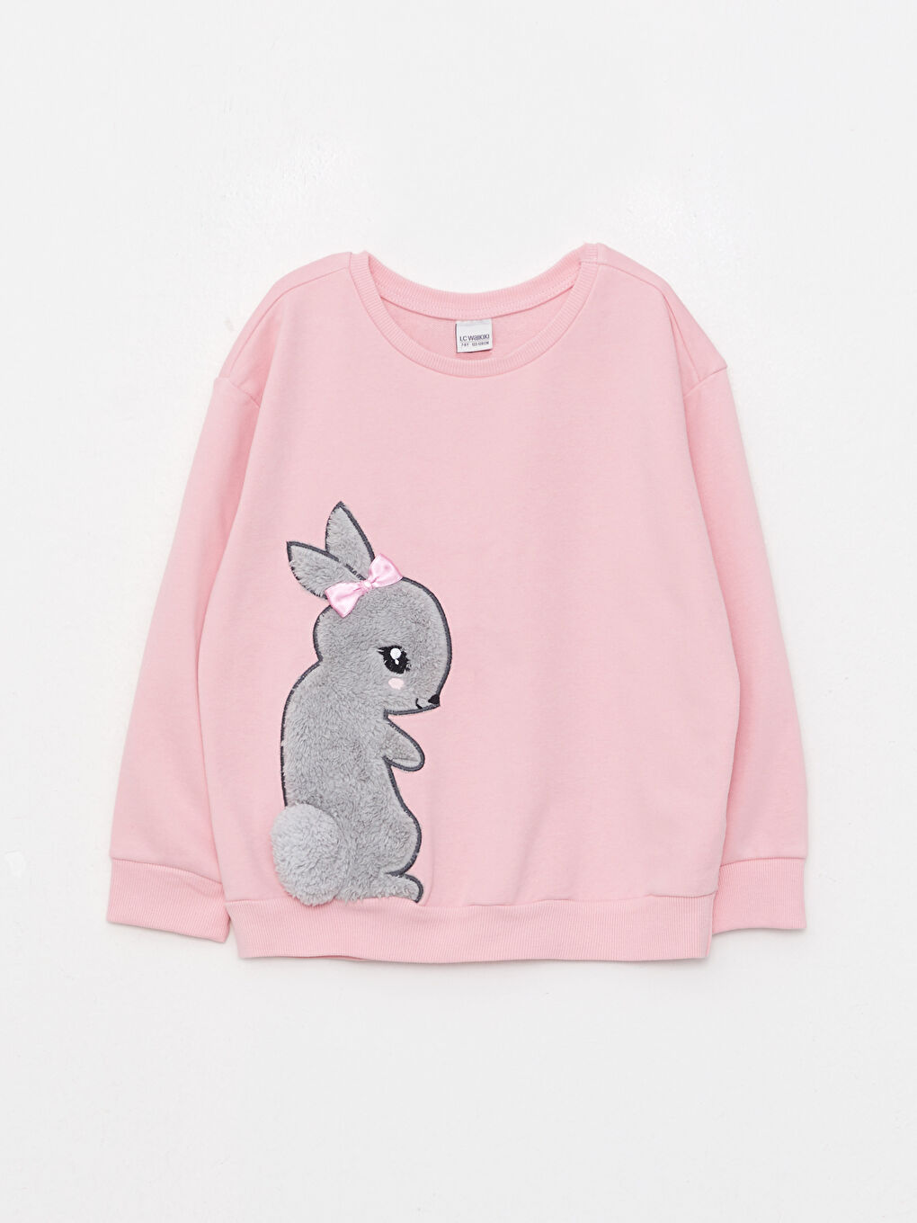 Свитшот с круглым вырезом, вышивкой и длинным рукавом для девочек