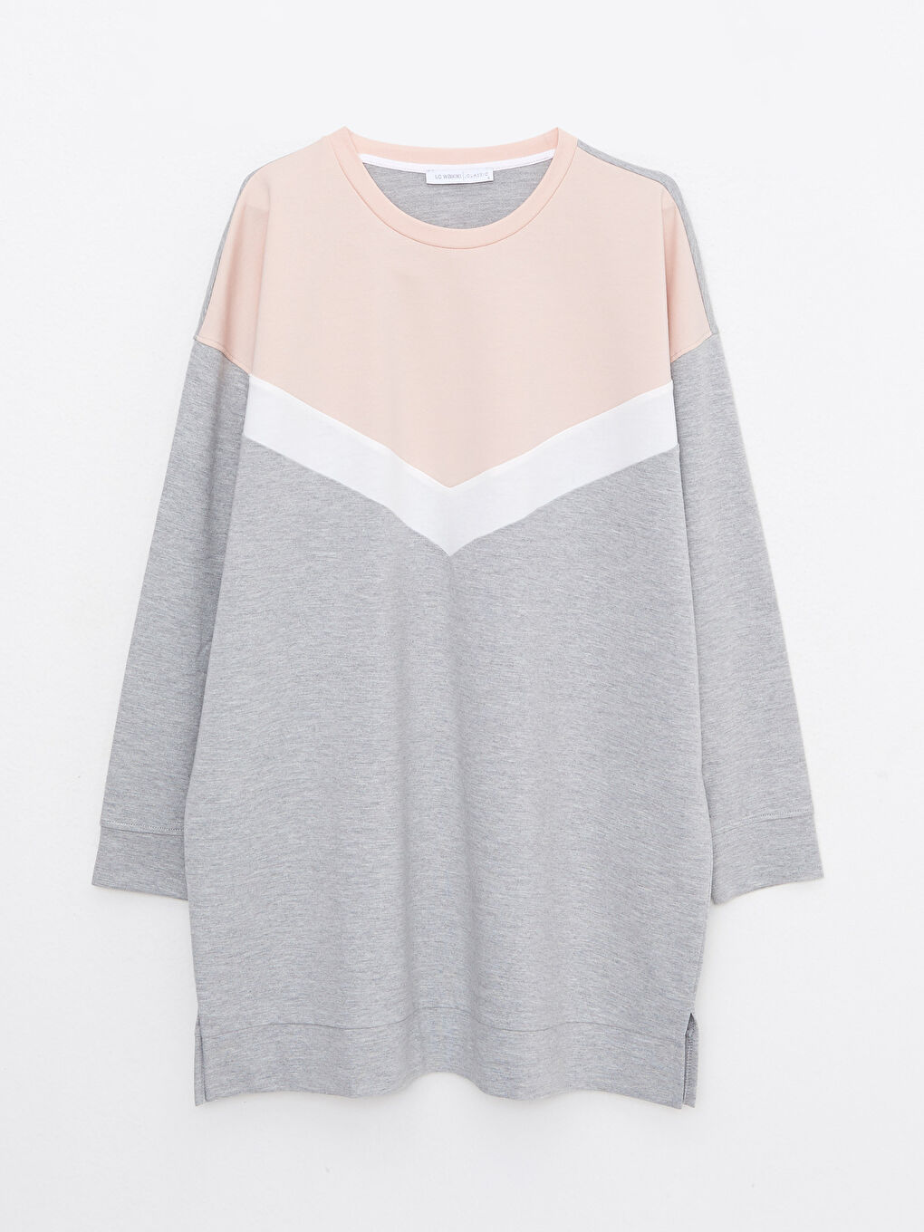 LCWAIKIKI Basic Rundhalsausschnitt Langarm Damen Sweatshirt-Tunika mit Farbblock -W24178Z8-LAL