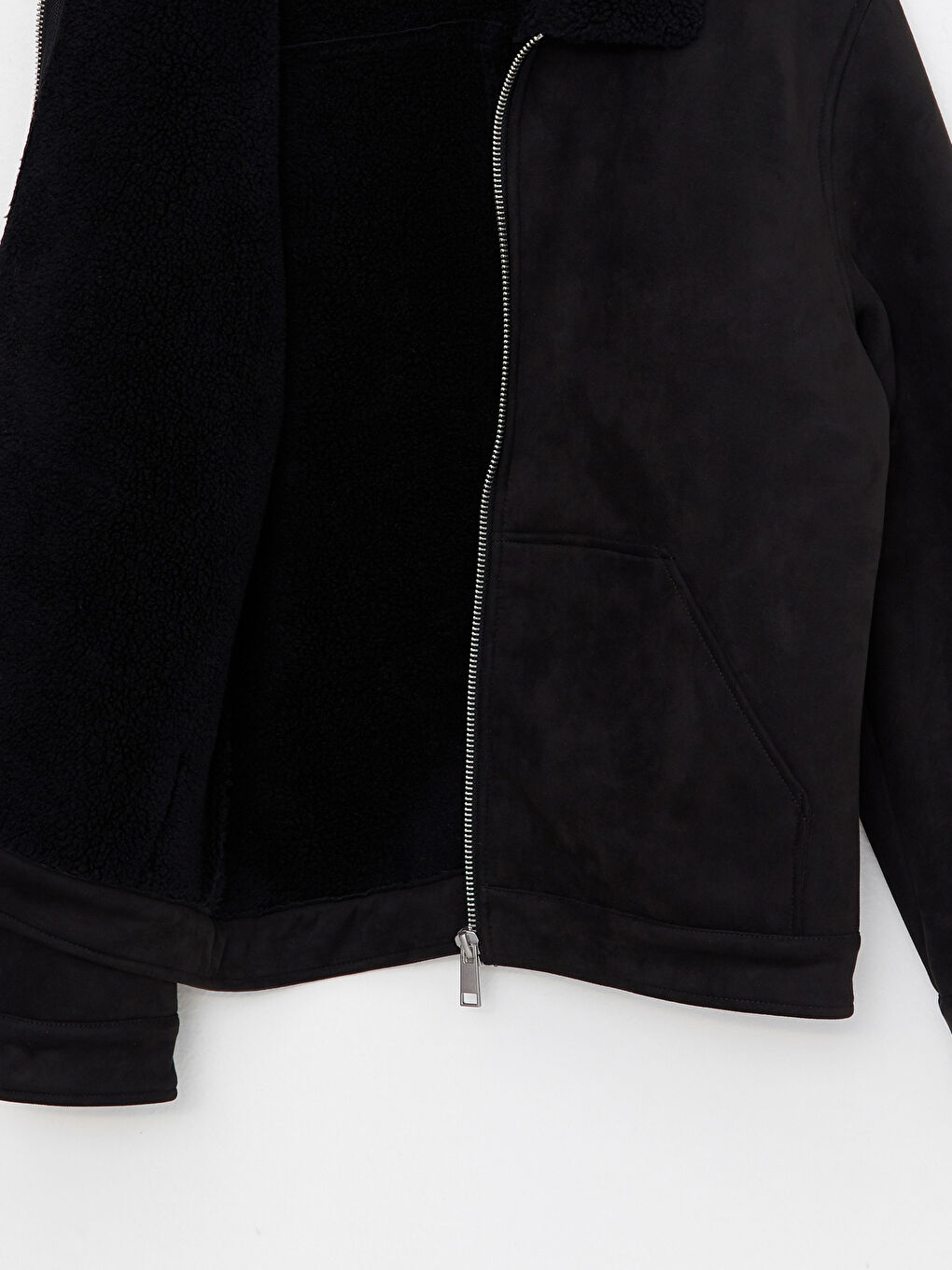 Siyah Standart Kalıp Kürk Yaka Erkek Mont-7