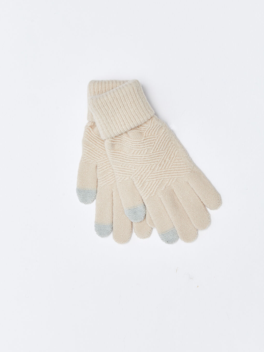 Ekru Dokunmatik Detaylı Kadın Eldiven