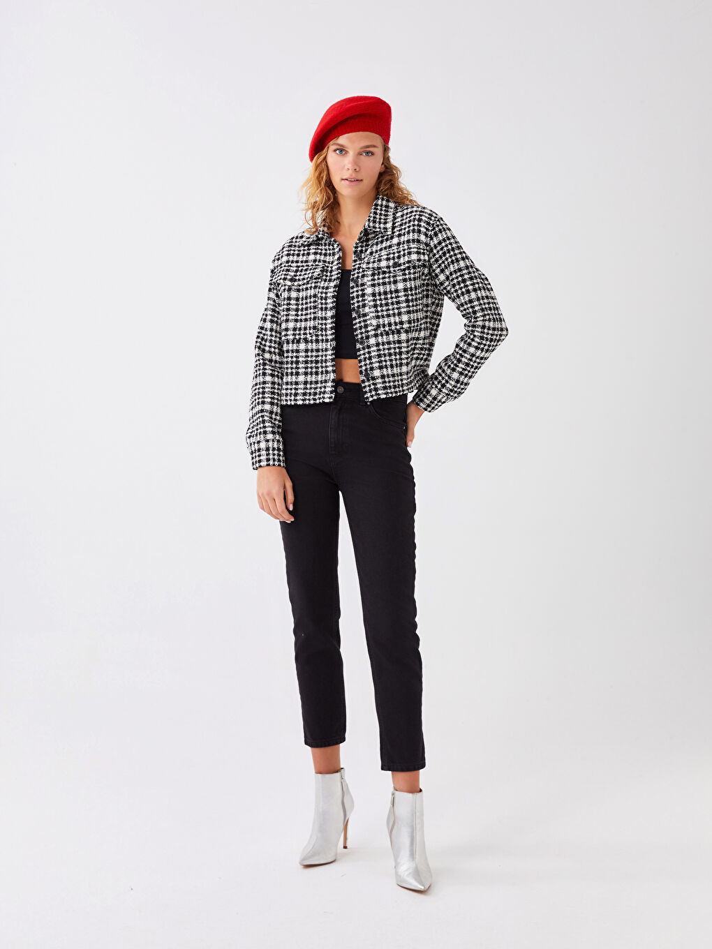 Kırmızı Kadın Düz Triko Ressam Bere-3