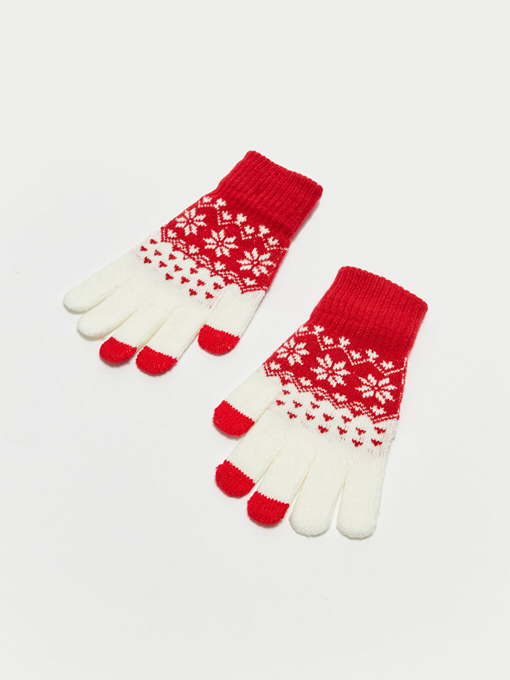 Desenli Kadın Triko Eldiven-1