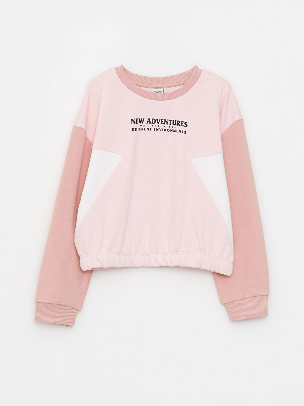 LCW Kids Pembe Bisiklet Yaka Baskılı Uzun Kollu Kız Çocuk Sweatshirt ve Eşofman Altı - 1