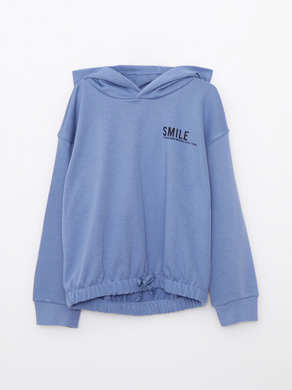 سويت شيرت بكابوش مطبوع كم طويل وبنطلون رياضي للبنات