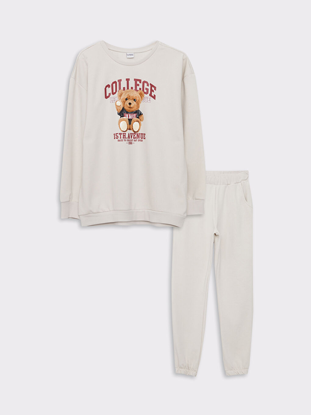 LCW Kids Bisiklet Yaka Baskılı Uzun Kollu Kız Çocuk Sweatshirt ve Eşofman Altı -W24213Z4-FZJ