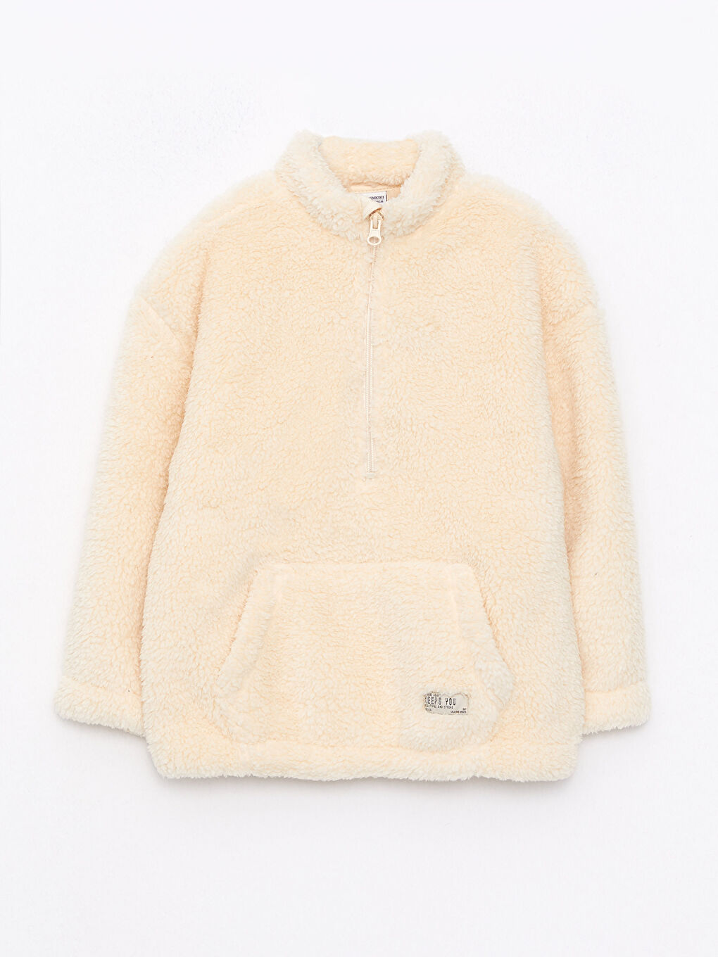 High Collar Basic Long Sleeve Girls Sweatshirt and Sweatpants-1