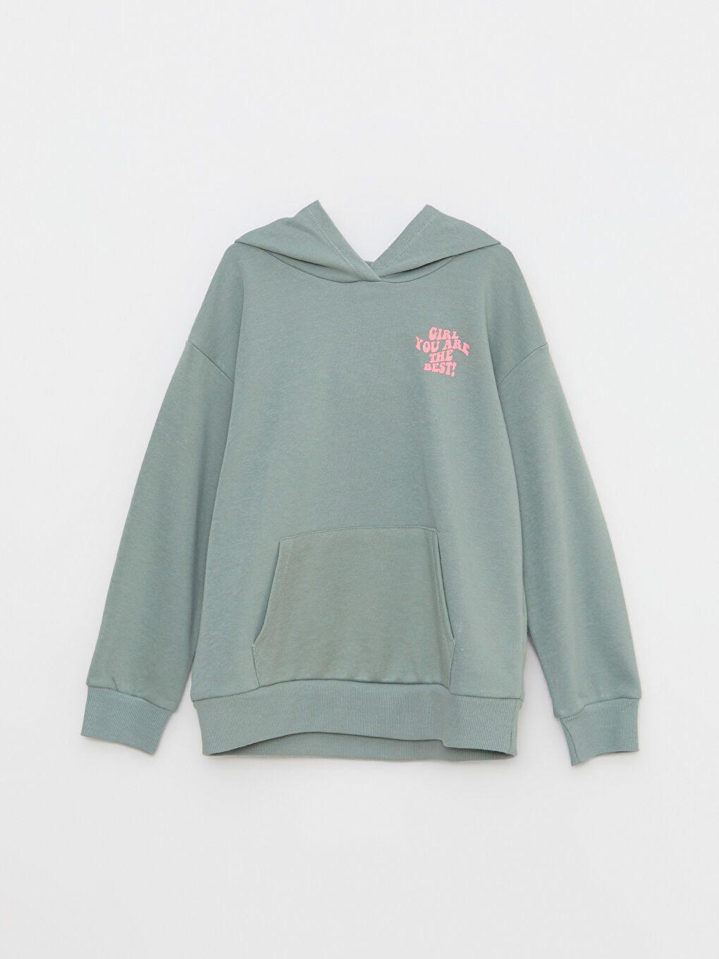 Принтті капюшонды ұзын жең қыз балаға арналған свитшот пен спорт шалбар-1