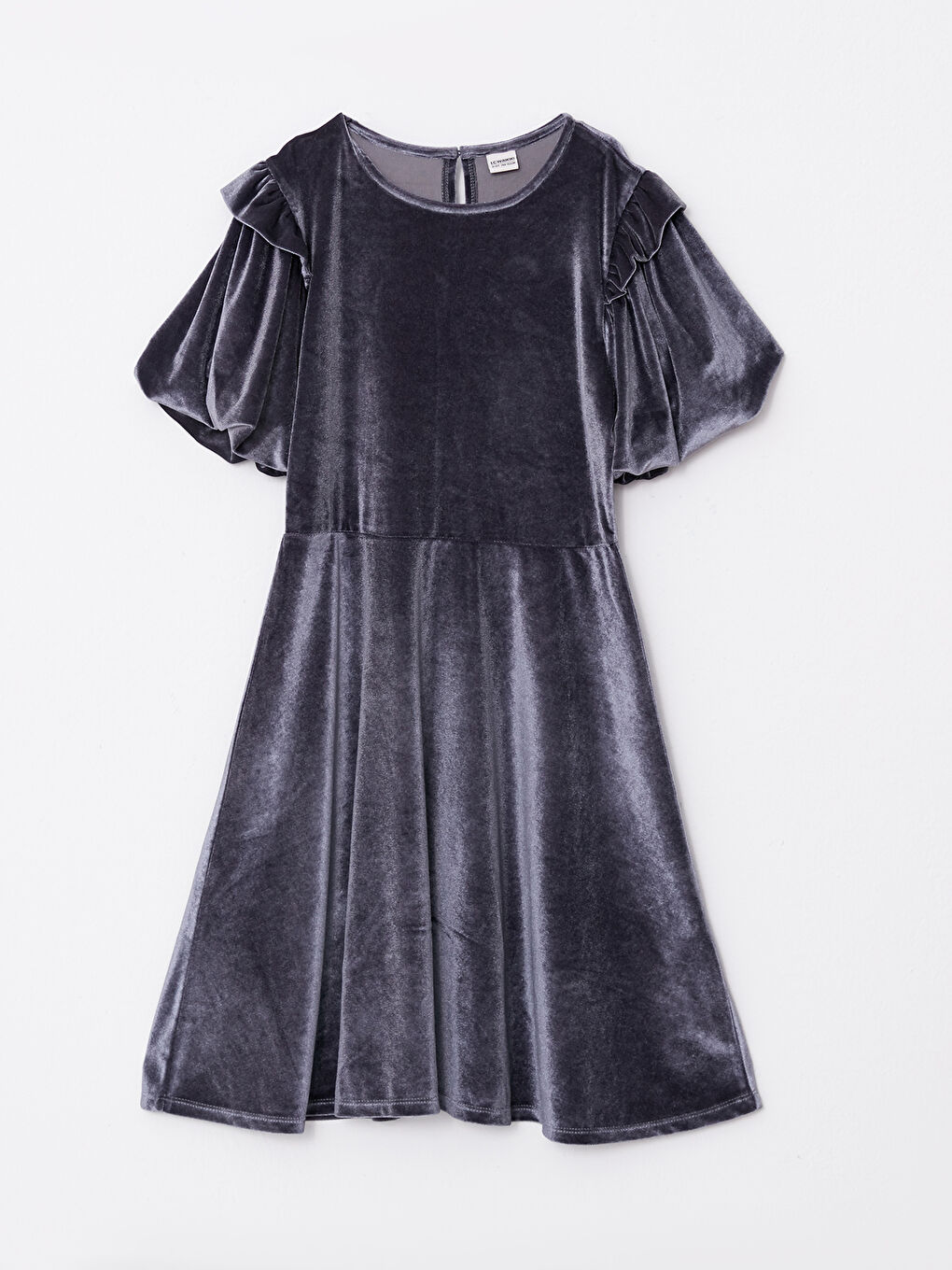 Crew Neck Basic Short Sleeve Velvet Girl Dress