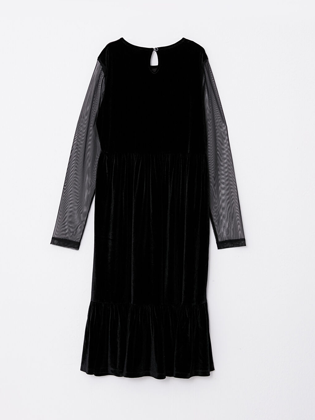 Crew Neck Basic Long Sleeve Velvet Girl Dress -W24222Z4-CVL
