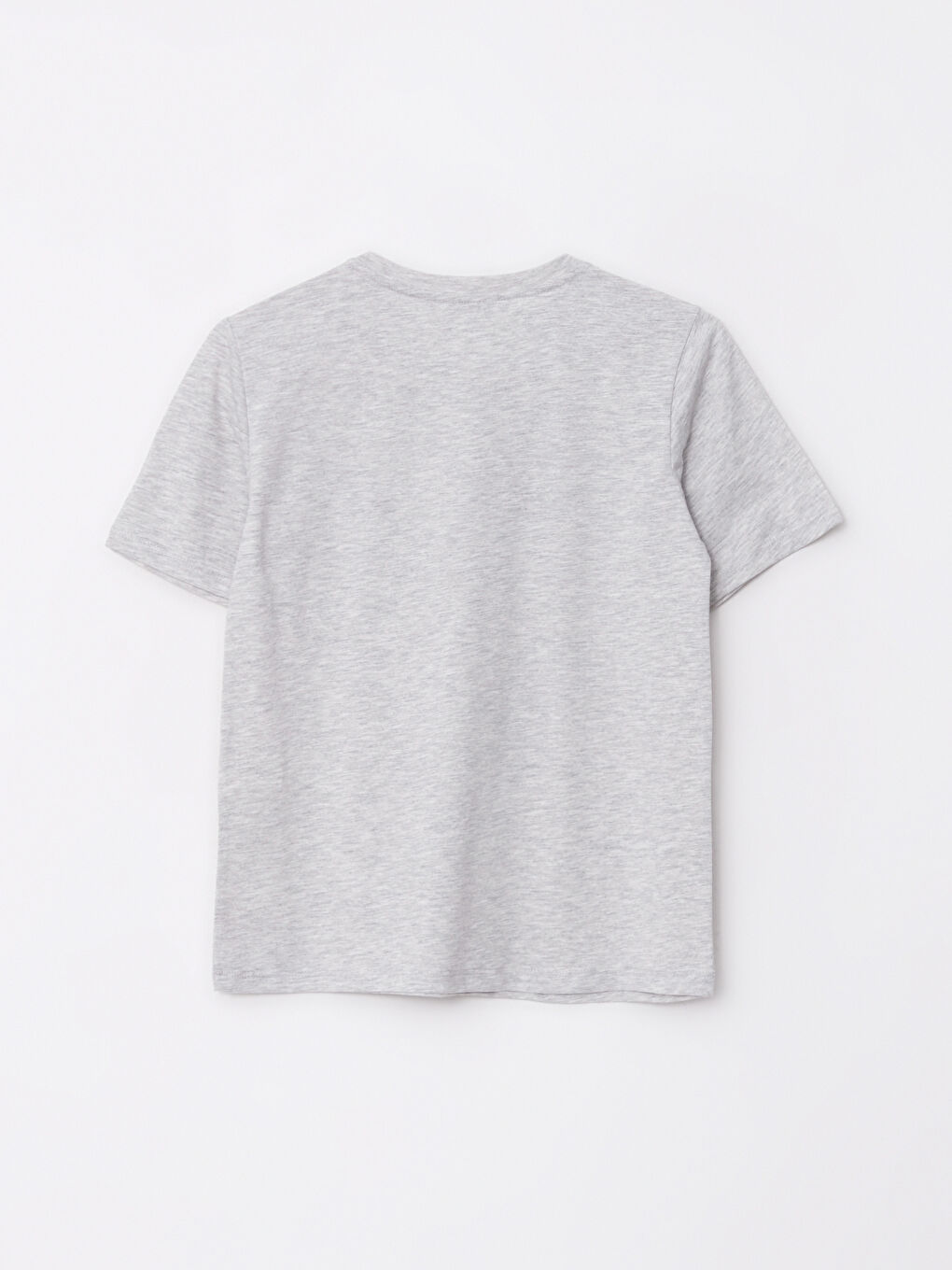 Gri Bisiklet Yaka Baskılı Kısa Kollu Kadın Tişört-6