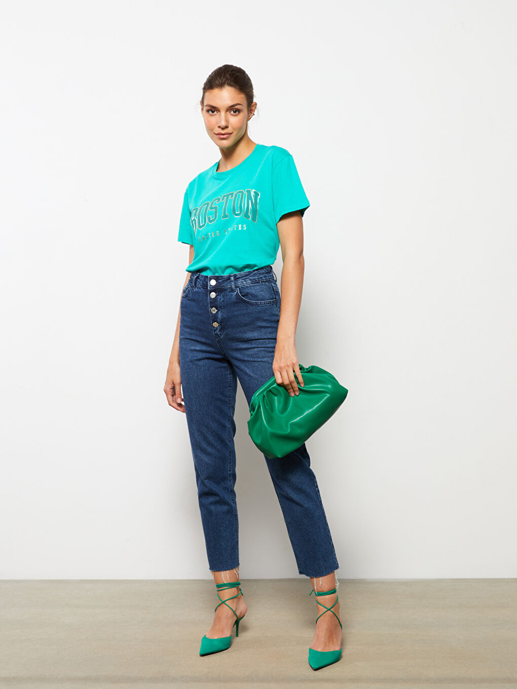 Crew Neck Printed Short Sleeve Women's T-Shirt