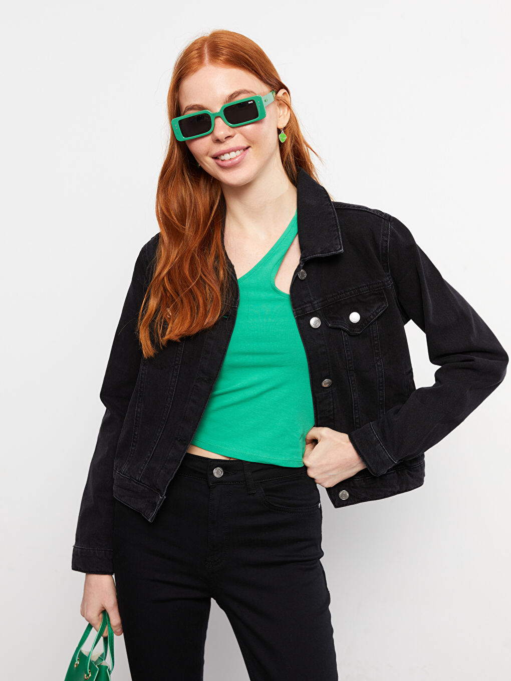 Veste en jean à col pour Femmes
