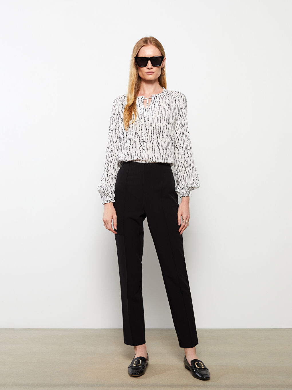 Siyah Kadın Düz Pantolon-2