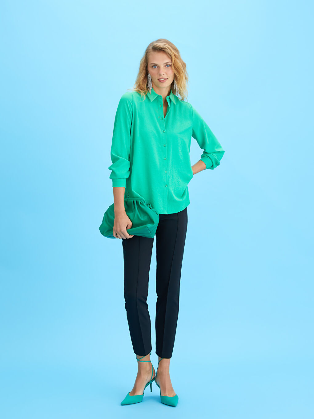 Siyah Kadın Düz Pantolon