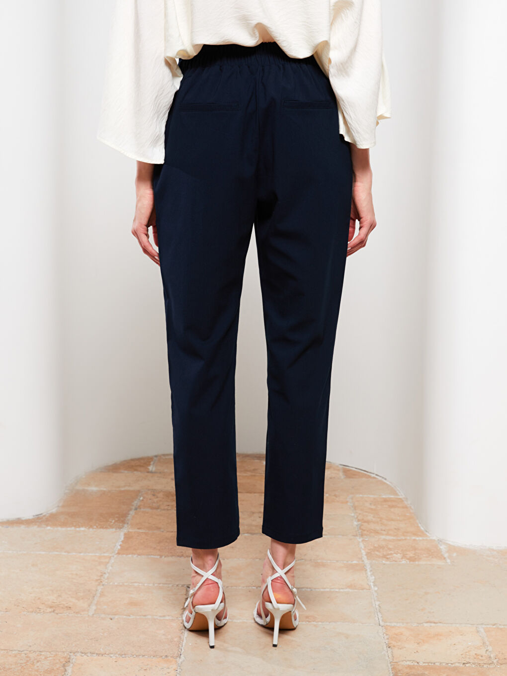 Damen Elastischer Bund Lockerer Sitz Reguläre Hose-8