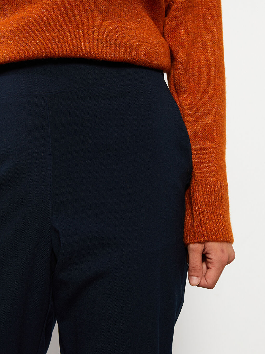 Damen Elastischer Bund Lockerer Sitz Reguläre Hose-4