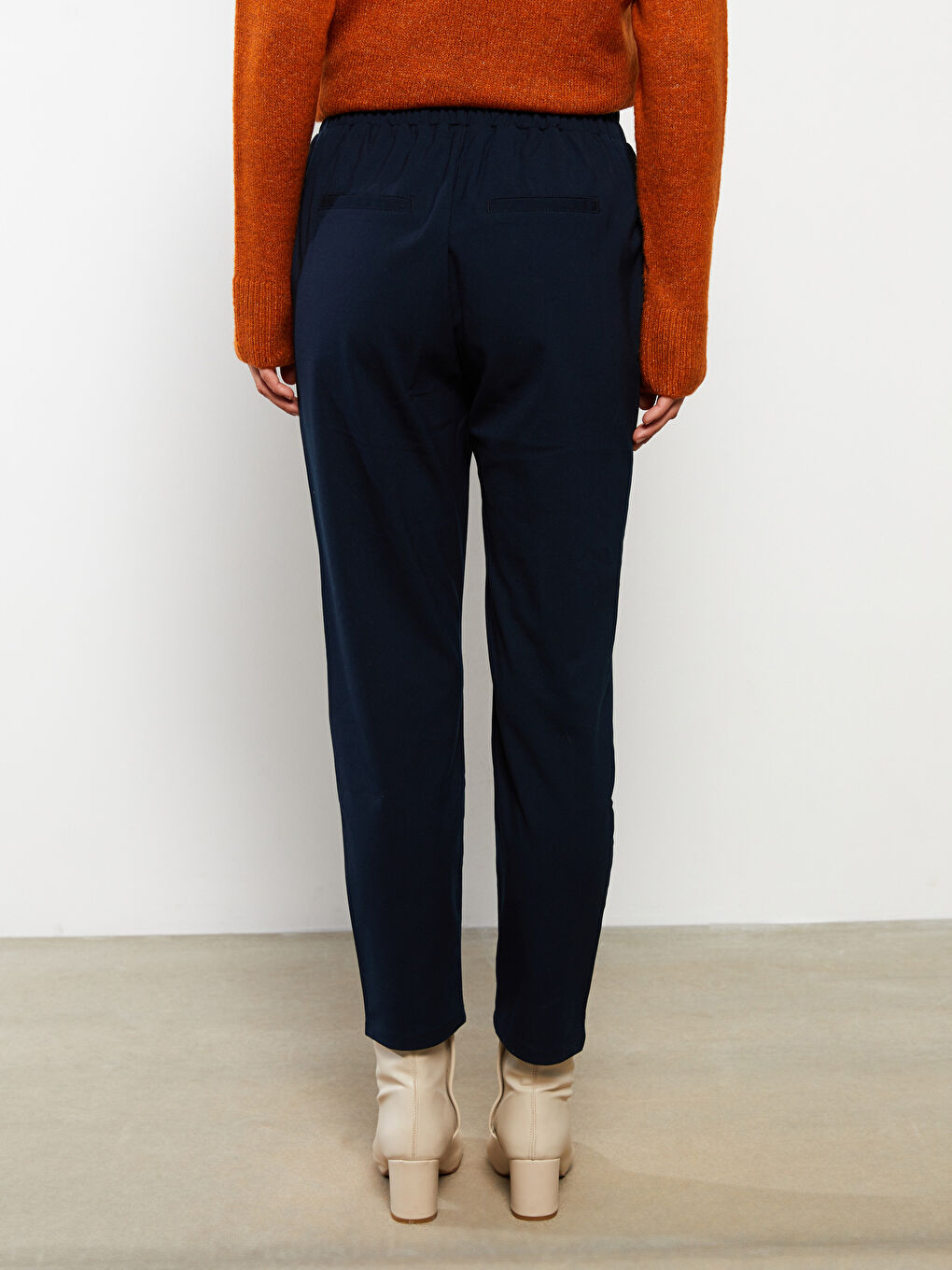 Damen Elastischer Bund Lockerer Sitz Reguläre Hose-6