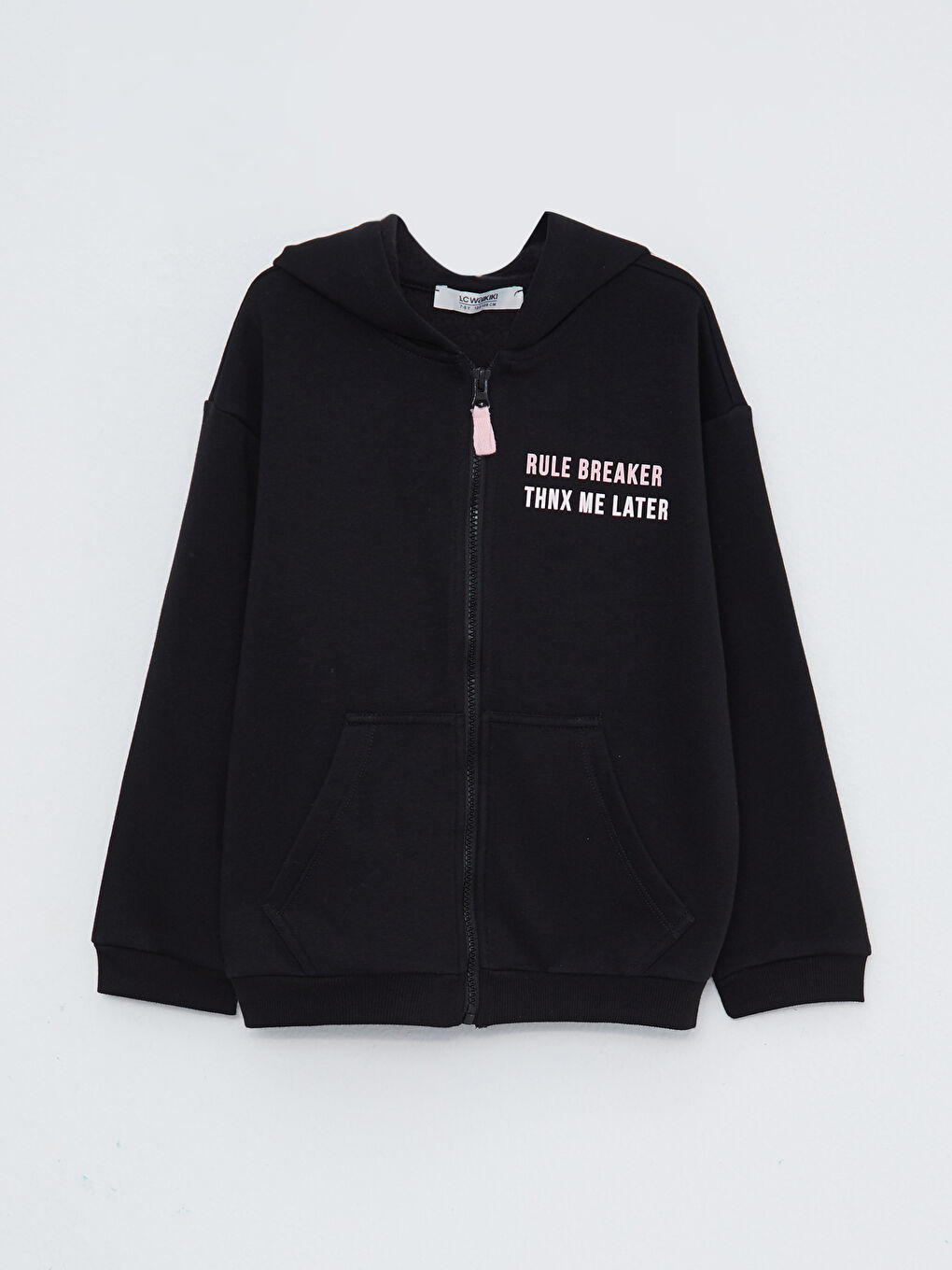 қыздарға арналған капюшонды принтті ұзын жеңді сыдырмалы свитшот-1