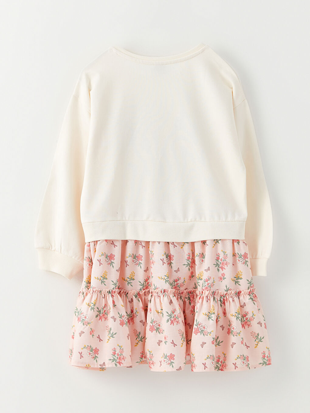 LCW Kids Rundhalsausschnitt Bedrucktes Langarm Kleid für Mädchen -W24291Z4-FDW