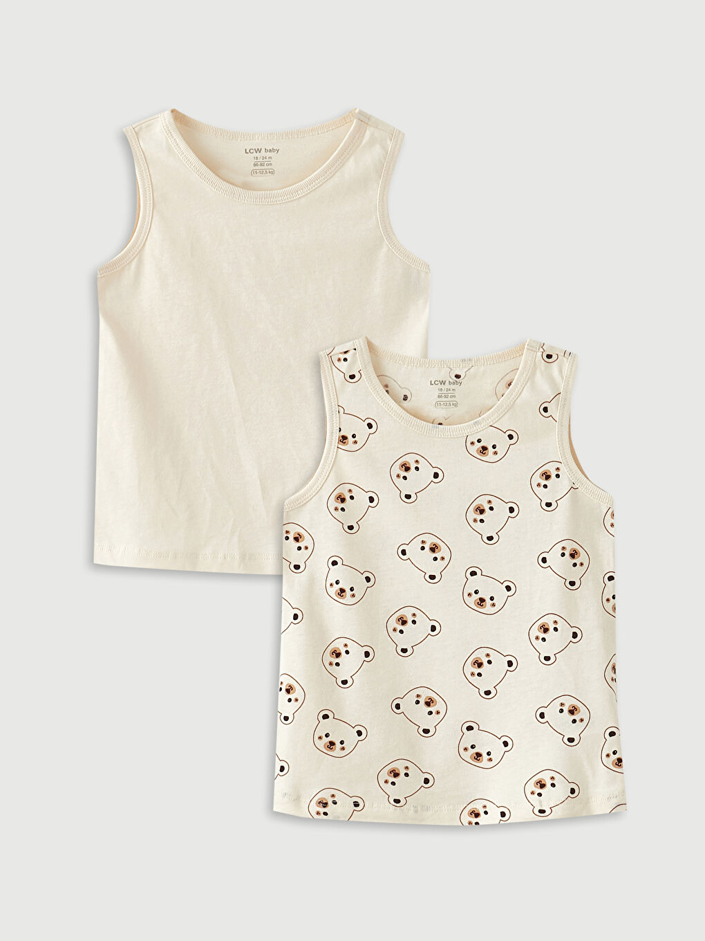 Crew Neck Cotton Baby Boy Undershirt 2 Pieces