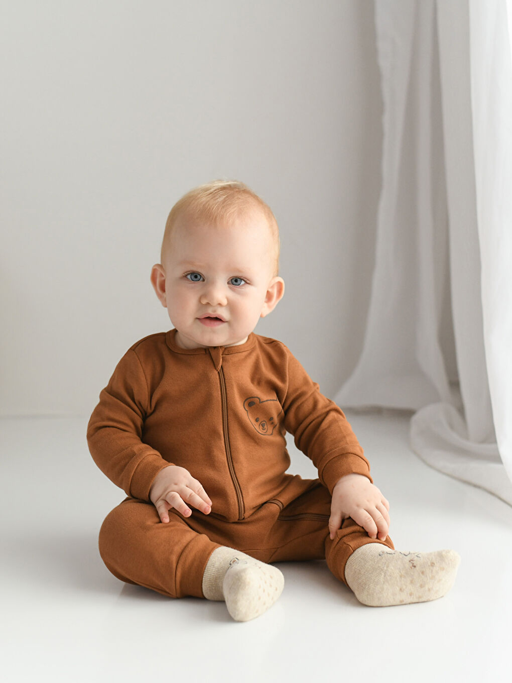 Crew Neck Long Sleeve Printed Baby Boys Jumpsuit 2 Pack-1