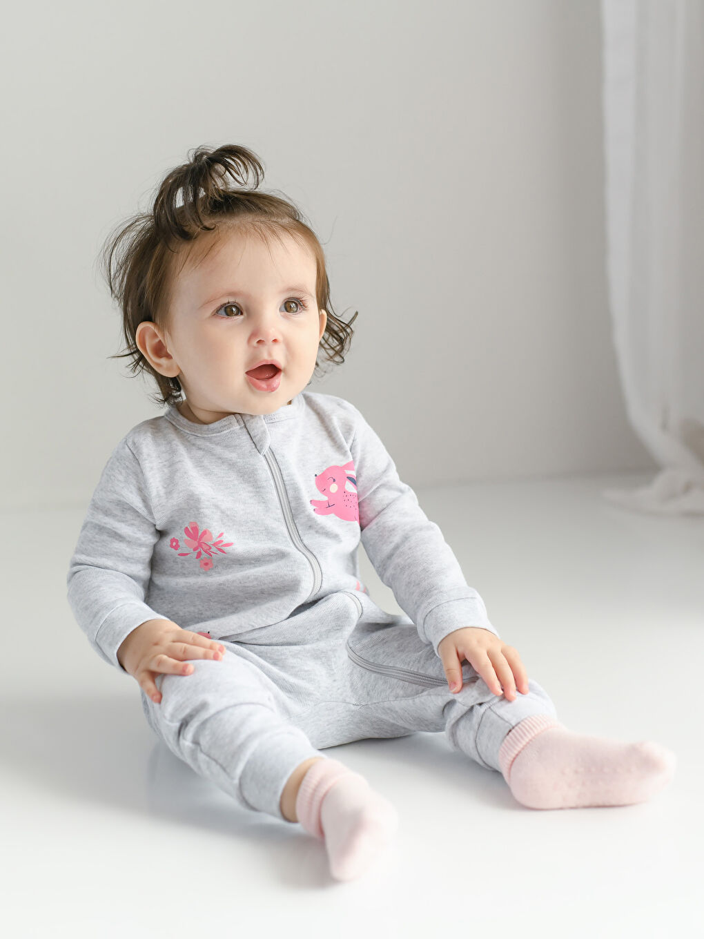 Crew Neck Long Sleeve Printed Baby Girls Jumpsuit 2 Pack-2