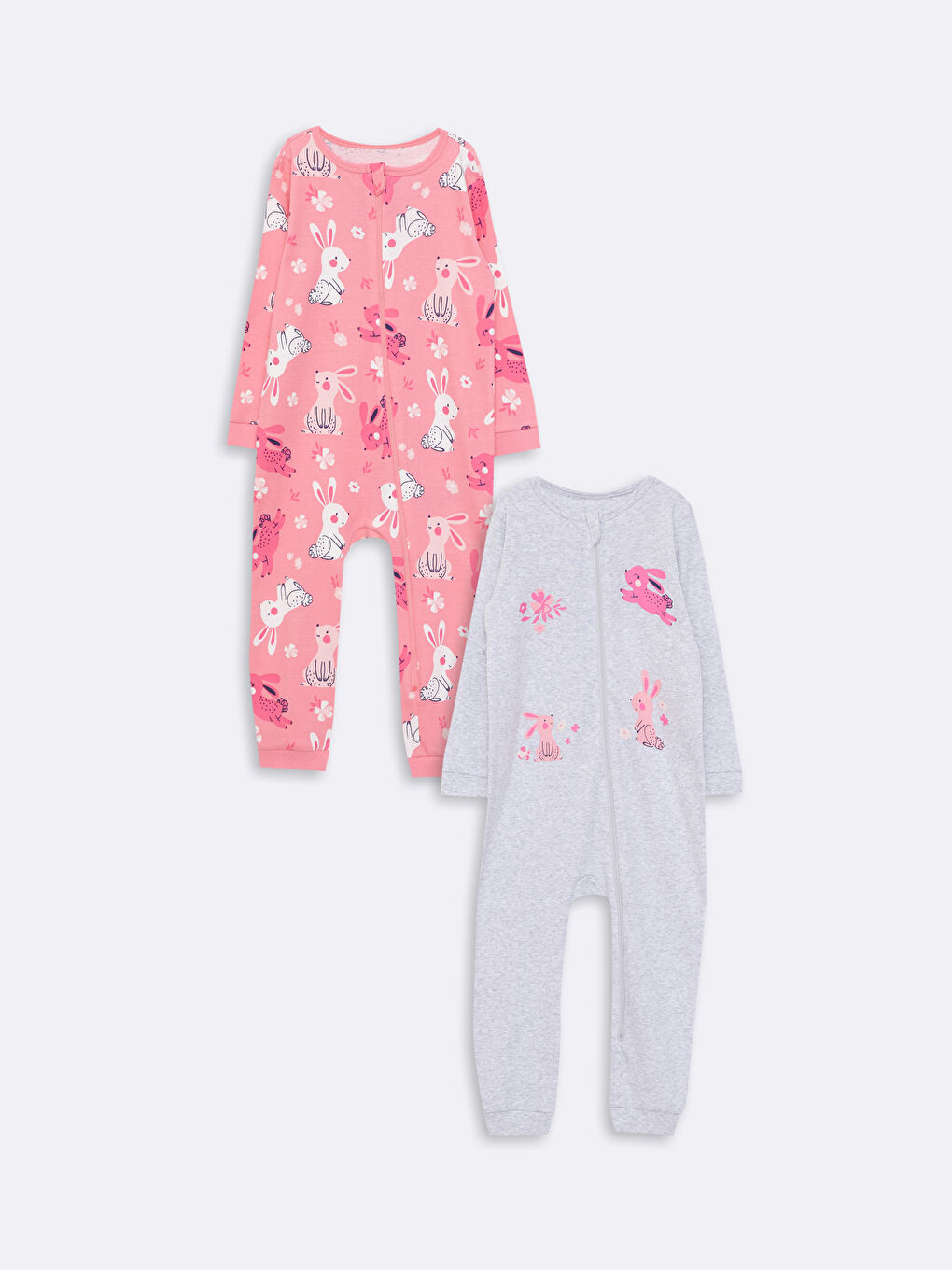 Crew Neck Long Sleeve Printed Baby Girls Jumpsuit 2 Pack-4