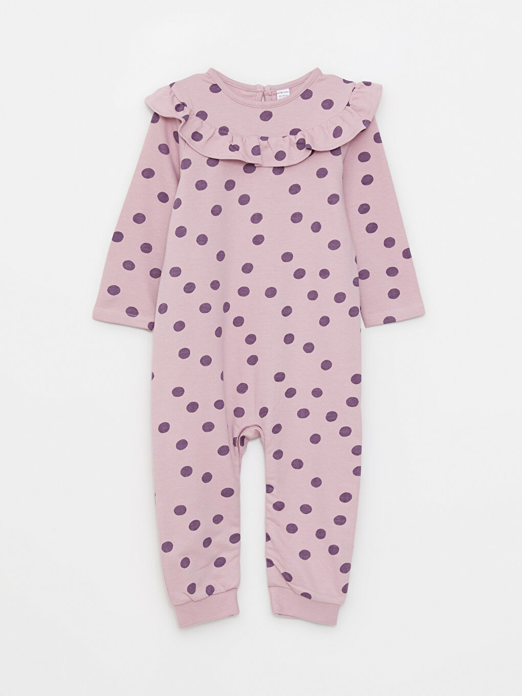 LCW baby Crew Neck Long Sleeve Printed Baby Girls' Jumpsuit -W24368Z1-LT8