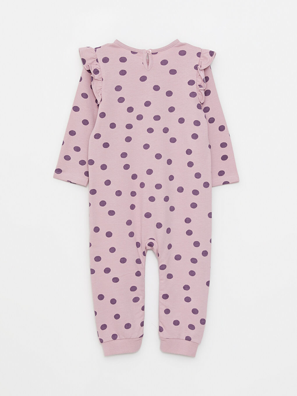 LCW baby Crew Neck Long Sleeve Printed Baby Girls' Jumpsuit -W24368Z1-LT8