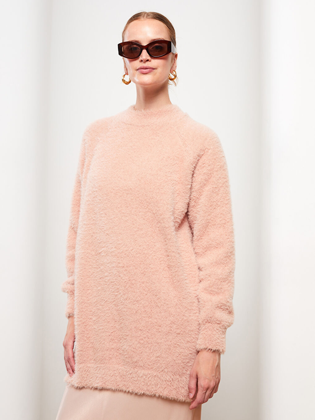 Turtle Neck Regular Long Sleeve Oversize Women's Tricot Tunic-1