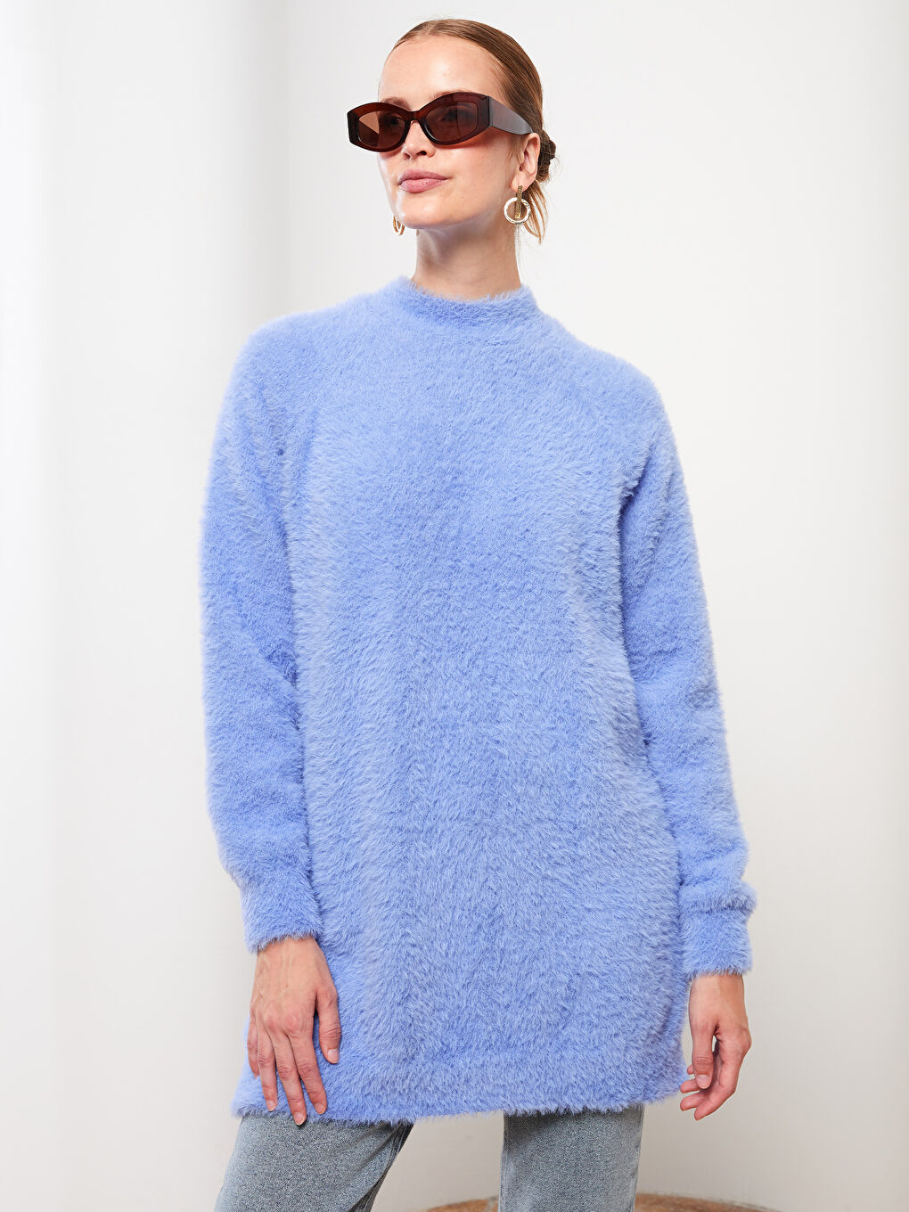 Turtle Neck Regular Long Sleeve Oversize Women's Tricot Tunic-1