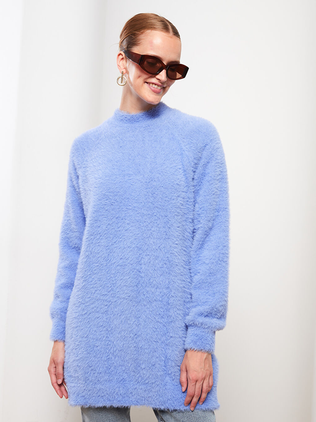 Turtle Neck Regular Long Sleeve Oversize Women's Tricot Tunic-2