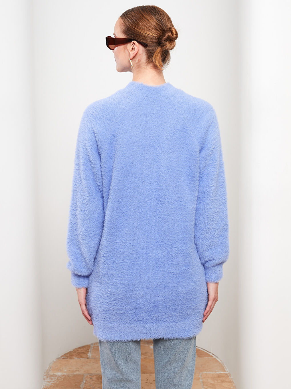 Turtle Neck Regular Long Sleeve Oversize Women's Tricot Tunic-4